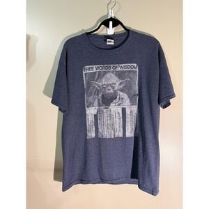 Star Wars Yoda Free Words of Wisdom Graphic T-Shirt Jerzees Dri-Power Blue L